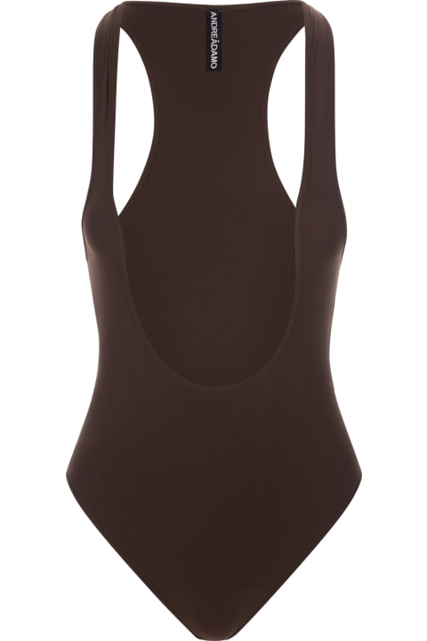 Underwear & Nightwear for Women ANDREĀDAMO Brown U-neck Body Top