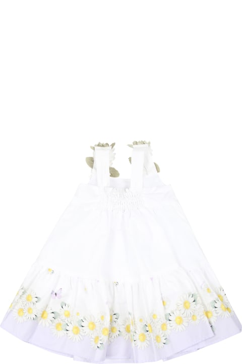 ベビーガールズ Monnalisaのウェア Monnalisa White Dress For Baby Girl With Daisies