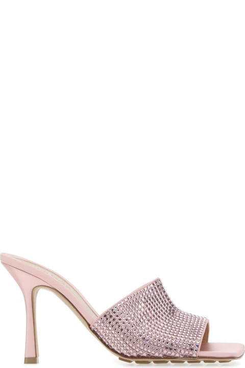 Bottega Veneta Sandals for Women Bottega Veneta Pink Satin Stretch Mules