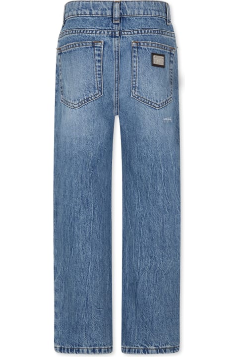Bottoms for Boys Dolce & Gabbana Blue Jeans For Boy With Logo