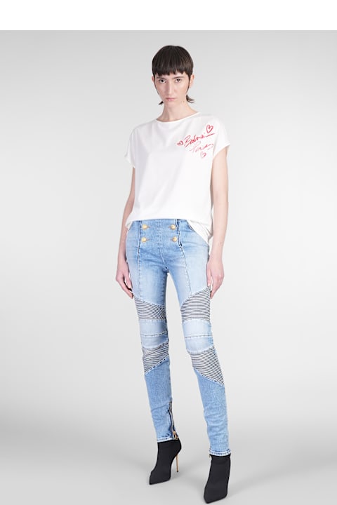 Balmain Clothing for Women Balmain T-shirt In Beige Wool And Polyester