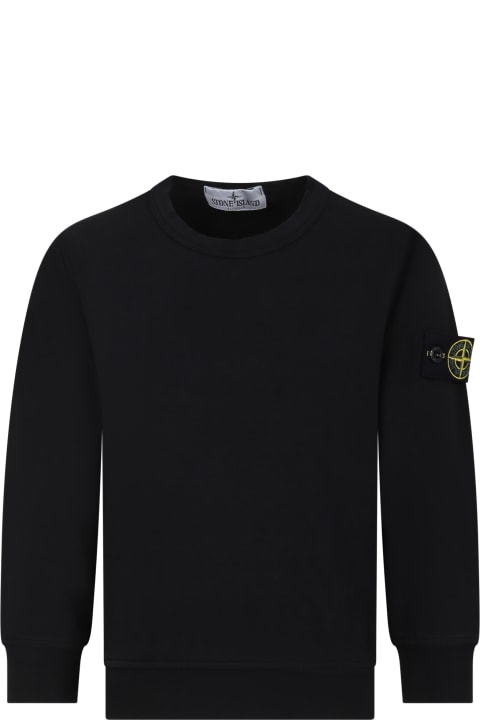 Stone Island Junior Kids Stone Island Junior Black Sweatshirt For Boy With Iconic Logo
