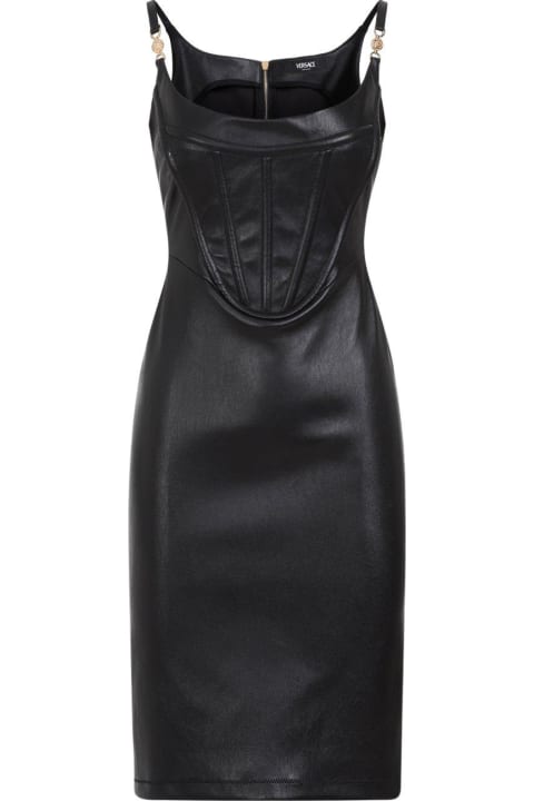 Versace for Women Versace Zip-up Sleeveless Leather Dress