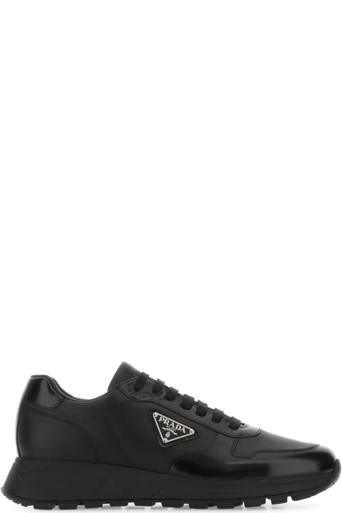Prada Shoes for Men Prada Black Re-nylon And Leather Sneakers