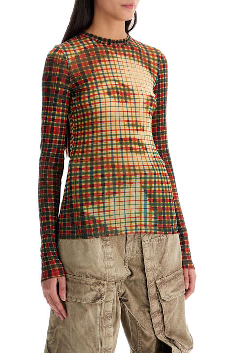 Jean Paul Gaultier ملابس علوية لـ السيدات Jean Paul Gaultier Mesh Tartan Face Top With Unique