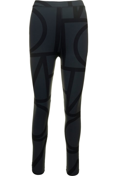 Quiet Luxury for Women Totême Black Leggings With All-over Monogram Print In Tech Fabric Woman