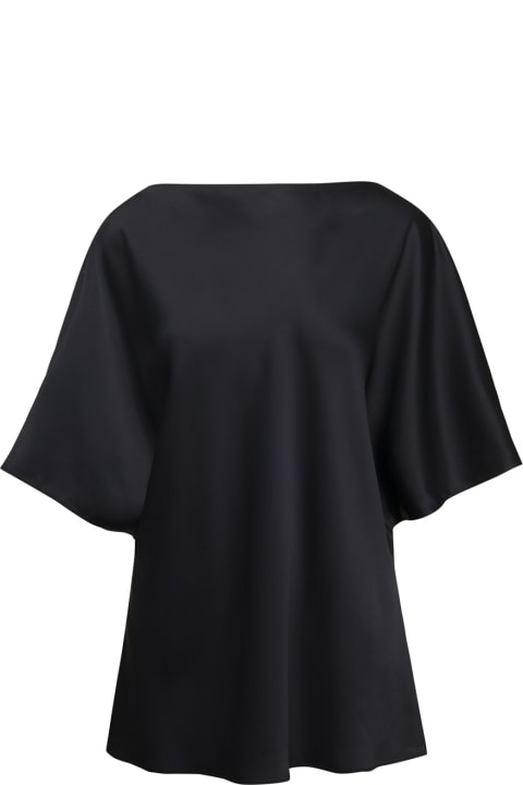 Róhe Topwear for Women Róhe Black Shirt With Boat Neckline In Viscose Woman