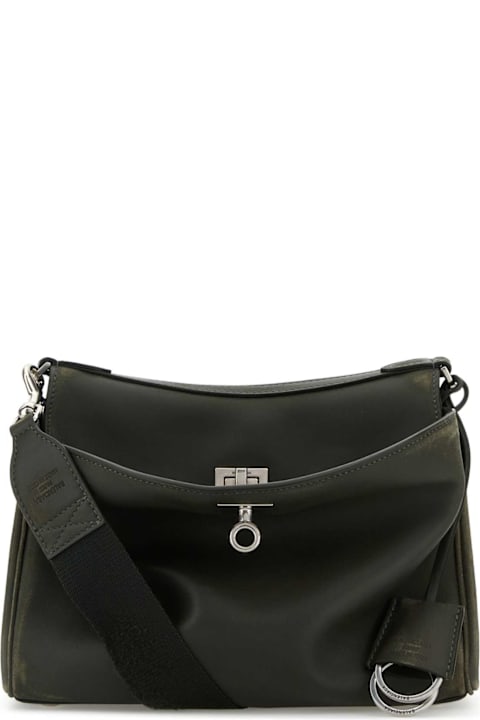 Balenciaga Bags for Men Balenciaga Dark Green Leather Small Rodeo Messenger Crossbody Bag