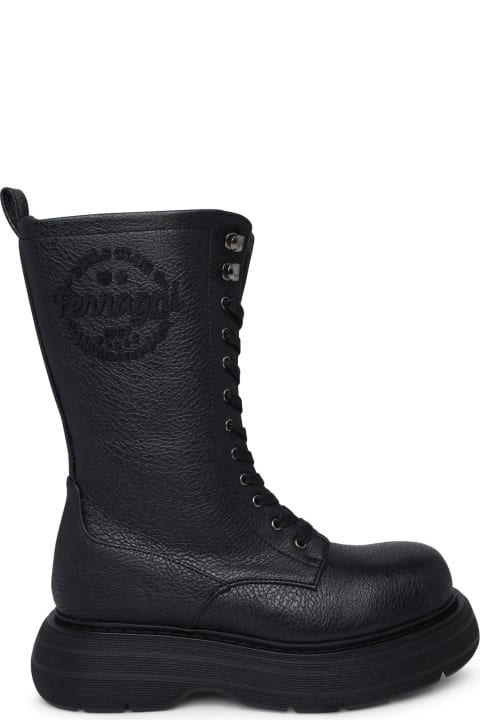 Chiara Ferragni Boots for Women Chiara Ferragni 'ghirls' Black Hammered Leather Amphibious Boots