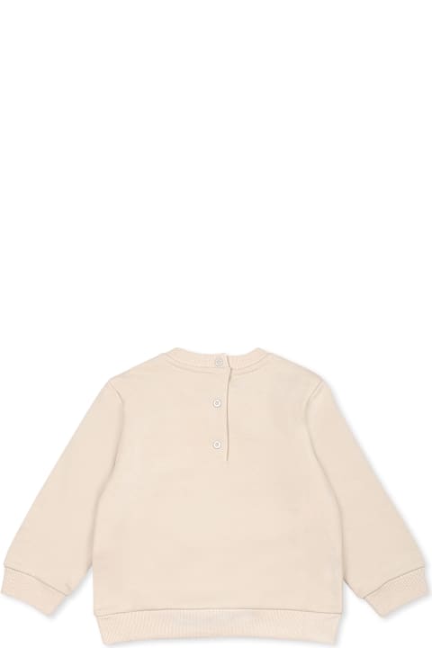 Fendi سترات وبلوزات ثقيلة لـ رُضع بنات Fendi Beige Sweatshirt For Babykids With Logo Squirrel