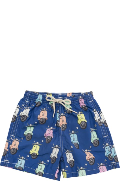 Fashion for Kids MC2 Saint Barth Multicolor Swim Shorts With All-over Vespa Print In Fabric Bambino