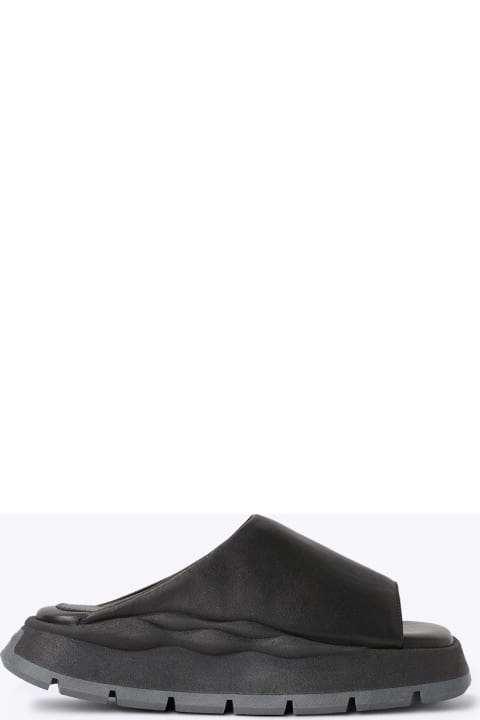 Sensa Black Black leather slide with squared toe - Sensa