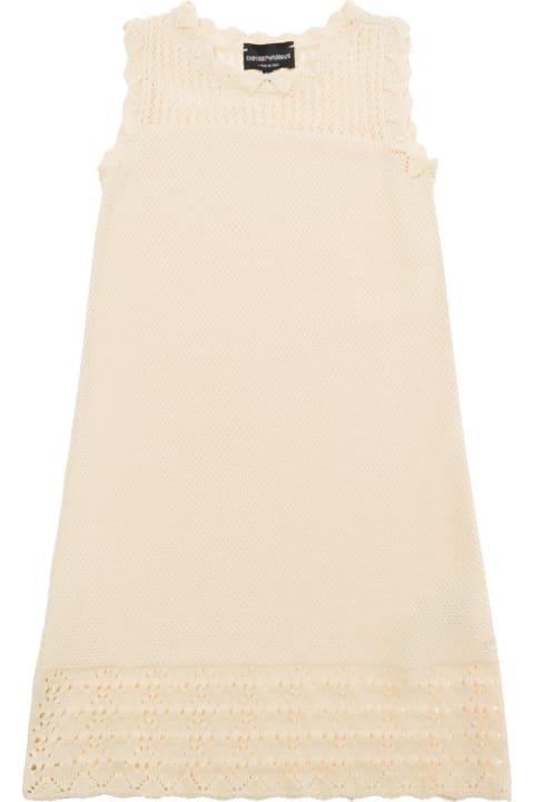 Emporio Armani for Kids Emporio Armani Beige Sleeveless Knitted Dress In Cotton Girl
