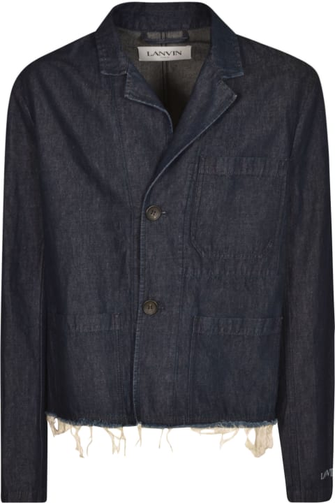 Coats & Jackets for Men Lanvin Fringe Hem Tri Pocket Buttoned Jacket