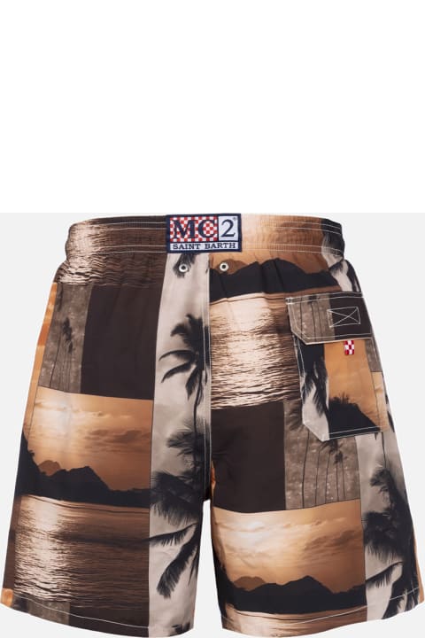 آخر صيحات الموضة من السيدات MC2 Saint Barth Man Mid-length Gustavia Swim-shorts With Photo Sunset Print | Ai Co-created Design By Rickdick - Powered By Red-eye