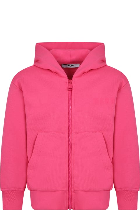 ガールズ MSGMのニットウェア＆スウェットシャツ MSGM Fuchsia Sweatshirt For Girl With Logo