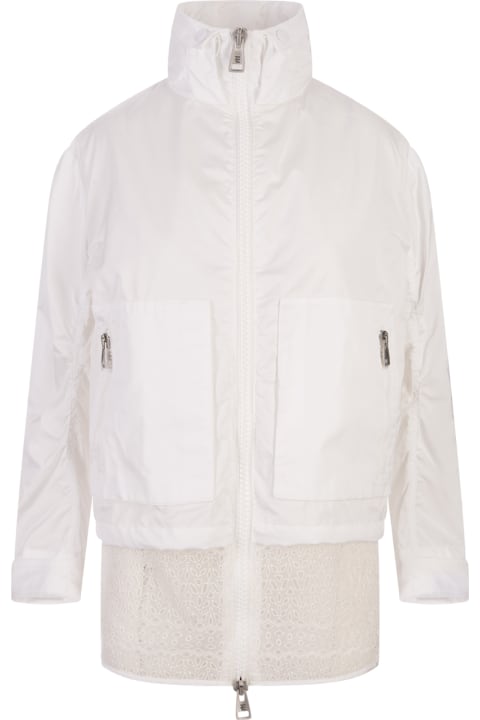 Ermanno Scervino for Women Ermanno Scervino White Windbreaker Jacket With Sangallo Lace