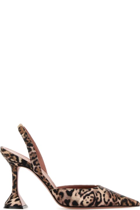 Amina Muaddi Printed Satin Holli Sling Pumps