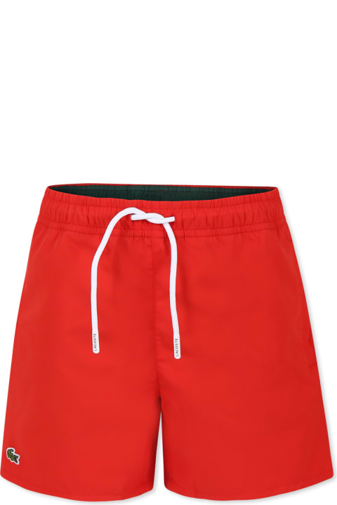 Lacoste for Kids Lacoste Red Swim Shorts For Boy With Crocodile