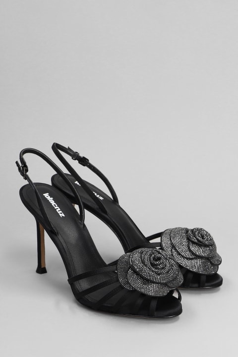Shoes for Women Lola Cruz Rose 95 Sandals In Black Satin