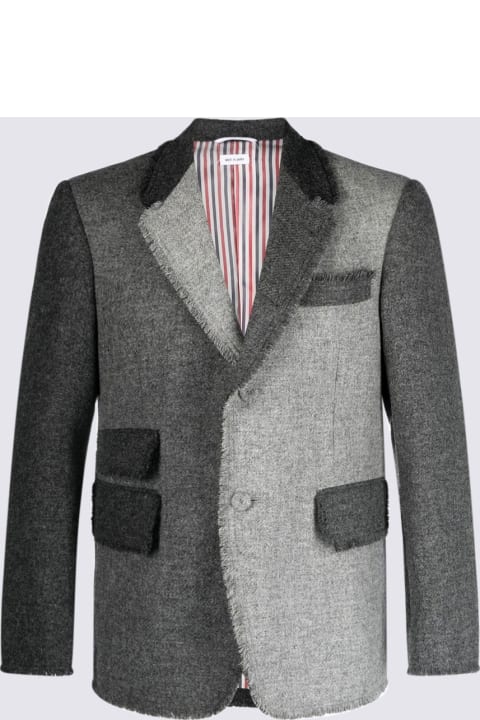 Fashion for Men Thom Browne Light And Dark Grey Wool Blazer