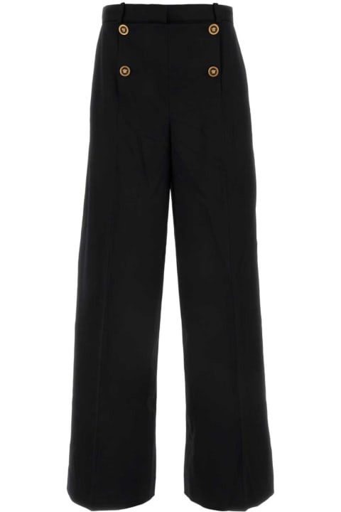 Pants & Shorts for Women Versace Black Stretch Wool Wide-leg Pant