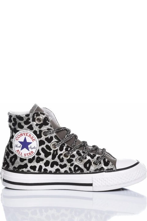 Shoes for Girls Mimanera Converse Junior Leo Silver Customized Mimanera