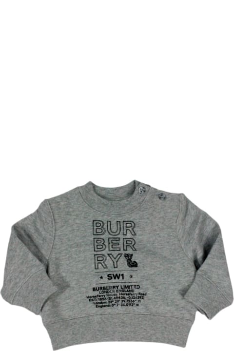 Sale for Baby Boys Burberry Sponge-effect Cotton Crewneck Sweatshirt With Drawn Logo