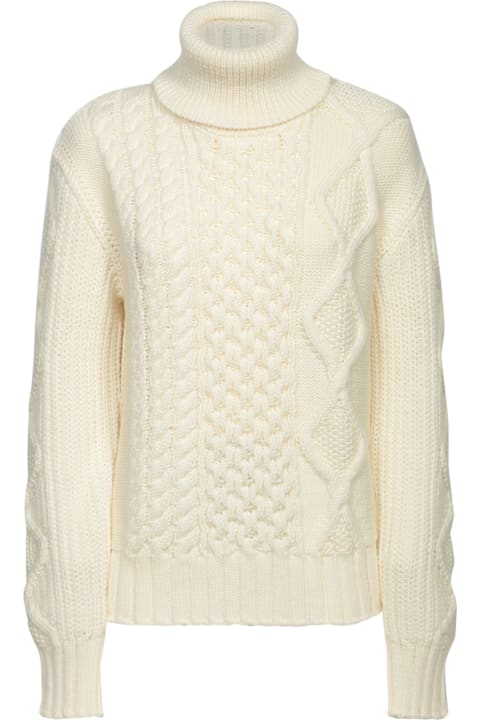 Moncler Sweaters for Women Moncler White Cable-knit Wool Sweater