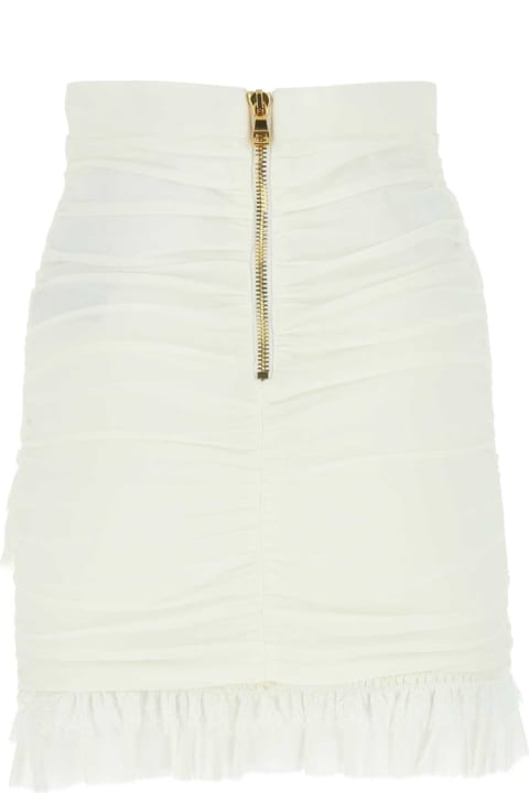 ウィメンズ新着アイテム Balmain White Crepe Mini Skirt