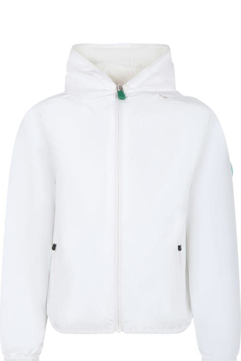 Coats & Jackets for Girls Save the Duck White Windbreaker For Girl With Logo