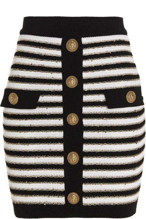 Homeware Balmain Sequin Striped Knit Skirt