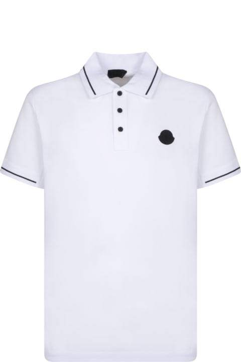 Moncler Topwear for Women Moncler White Short-sleeved Polo With Embroidered Logo