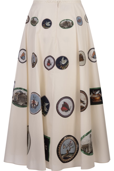 Clothing for Women Giambattista Valli White Midi Skirt With Micromosaic Print
