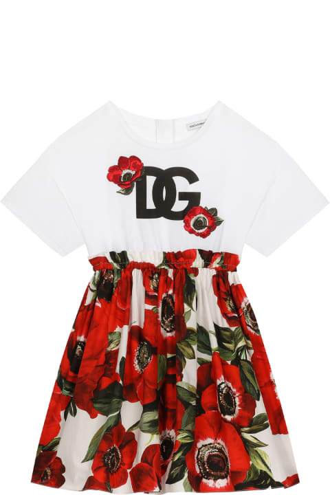 Sale for Girls Dolce & Gabbana Jersey Dress With Anemone Flower Print