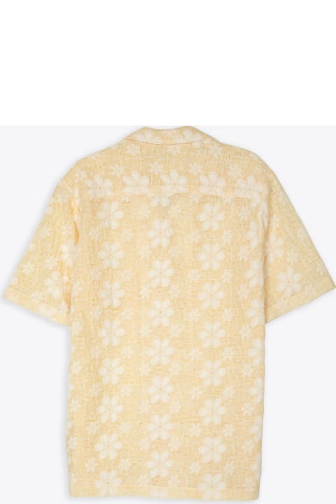 Short Sleeve Camp Collar Shirt In Regular Fit Yellow cotton blend floral shirt - Duncan