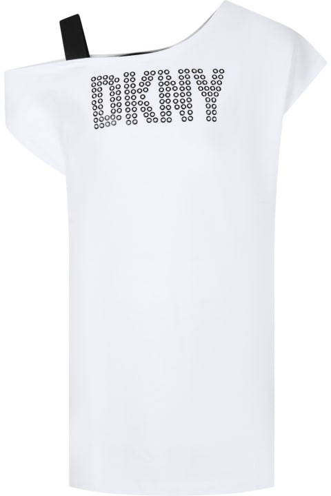 ガールズ ワンピース＆ドレス DKNY White Casual Dress For Girl With Logo