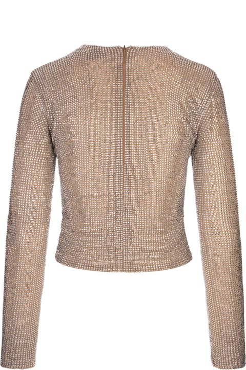 Giuseppe di Morabito for Men Giuseppe di Morabito Nude Long-sleeved T-shirt With All-over Rhinestone Detail