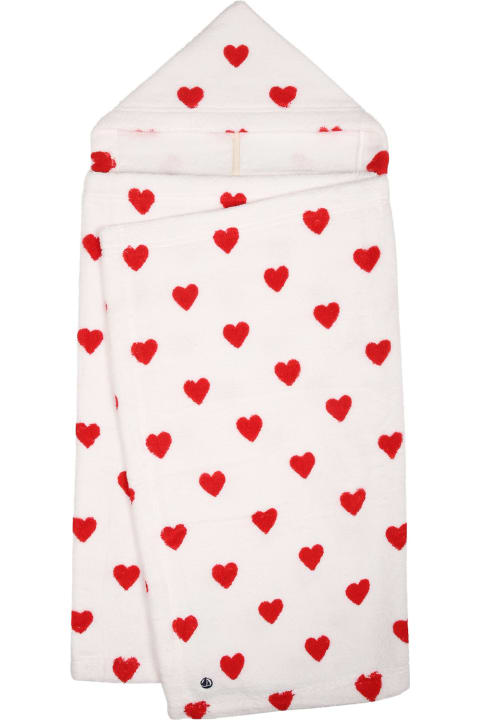 Accessories & Gifts for Baby Girls Petit Bateau White Bathrobe For Baby Girl With Hearts