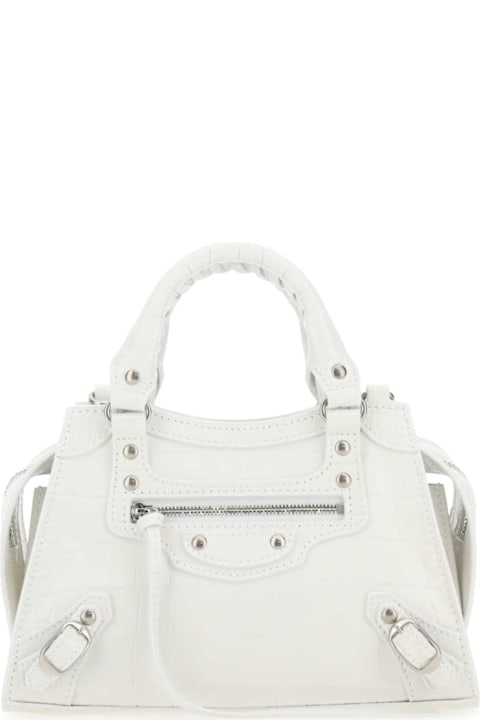 Balenciaga Totes for Women Balenciaga White Leather Mini Neo Classic Handbag