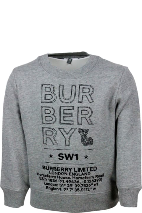Fashion for Boys Burberry Sponge-effect Cotton Crewneck Sweatshirt With Drawn Logo