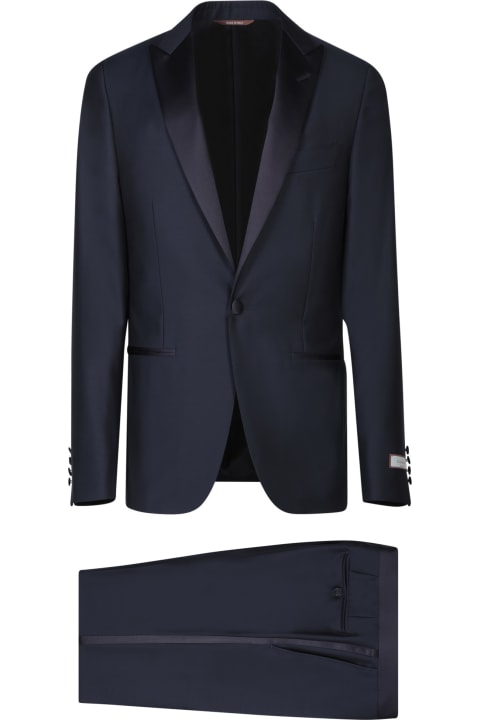Suits for Men Canali 130's Blue Smoking