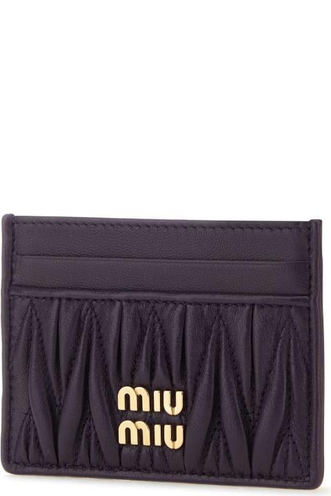Miu Miu Sale for Women Miu Miu Aubergine Nappa Leather Card Holder