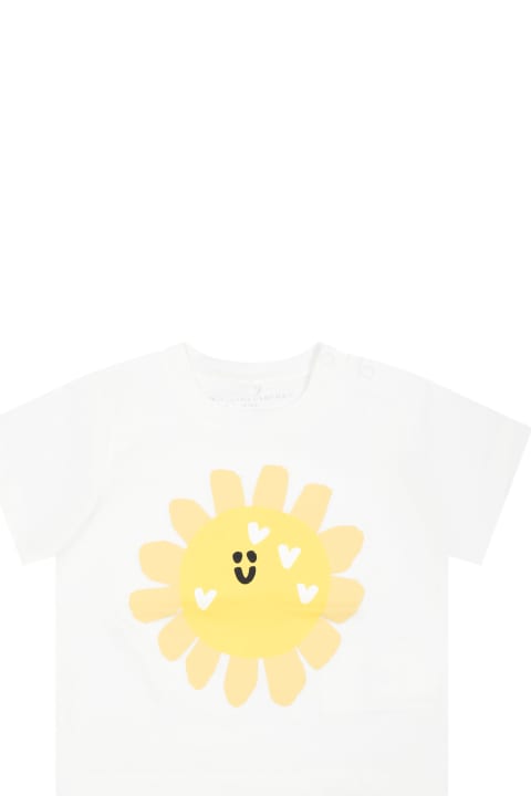 Topwear for Baby Girls Stella McCartney White T-shirt For Baby Girl With Sun