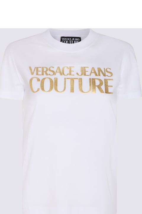 Versace Jeans Couture Topwear for Women Versace Jeans Couture White And Gold-tone Cotton T-shirt