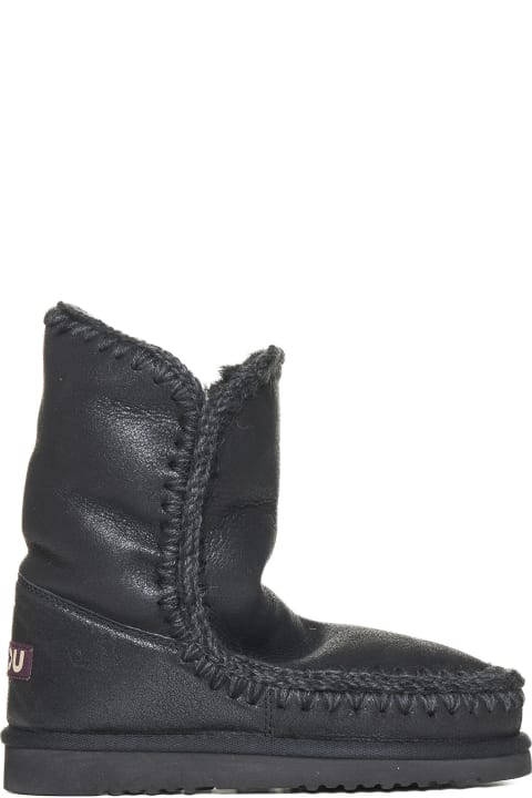 Mou أحذية برقبة لـ السيدات Mou Eskimo Leather And Shearling Ankle Boots