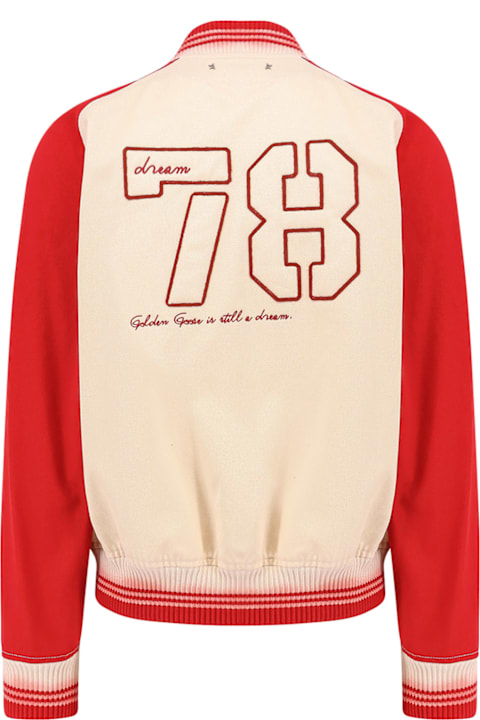 Golden Goose Clothing for Men Golden Goose Nic Cotton Jacket With Maxi Golden Club Embroidery