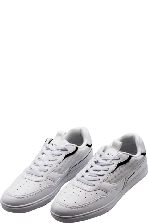 Armani Collezioni Sneakers for Men Armani Collezioni Sneakers In Soft Perforated Leather With Matching Sole And Lace Closure. Rear Logo