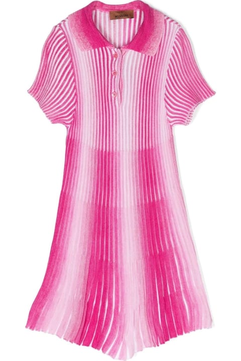 Missoni Kids Dresses for Girls Missoni Kids Pink Striped Laminated Knit Dress