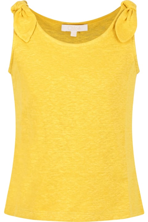 Topwear for Girls Chloé Yellow T-shirt For Girl With Logo